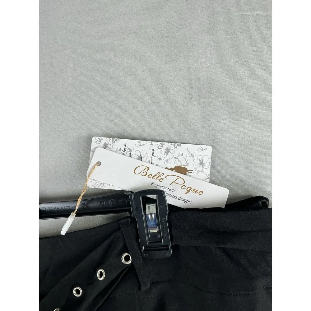 Belle Poque Women's Black A-Line Skirt Belted Button Front New With Tags 3XL